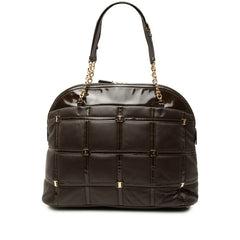サルヴァトーレフェラガモ ヴァラ チェーン トートバッグ EX-21C881 ブラウン レザー エナメル レディース Salvatore Ferragamo 中古