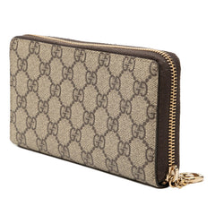 グッチ GGスプリーム ラウンドファスナー 長財布 307982 ベージュ ブラウン PVC レディース GUCCI 【中古】