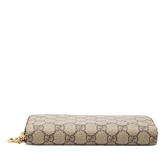 グッチ GGスプリーム ラウンドファスナー 長財布 307982 ベージュ ブラウン PVC レディース GUCCI 【中古】