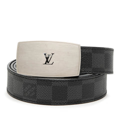 ルイ ヴィトン ダミエ グラフィット サンチュール LV CUT ベルト サイズ:110/44 M9638 ブラック PVC レザー メンズ LOUIS VUITTON 【中古】