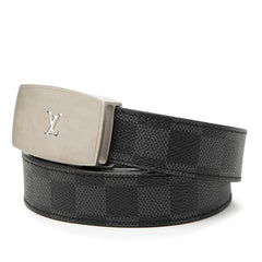 ルイ ヴィトン ダミエ グラフィット サンチュール LV CUT ベルト サイズ:110/44 M9638 ブラック PVC レザー メンズ LOUIS VUITTON 【中古】