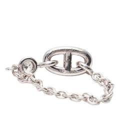 エルメス シルバー K18WG ホワイトゴールド ダイヤ0.06ct シェーヌダンクル ファランドール チェーン ダイヤ リング レディース HERMES 8号 【中古】