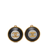 シャネル ココマーク ヴィンテージ ラウンド イヤリング 94A シェル ゴールド ブラック メッキ レディース CHANEL 【中古】