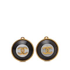 シャネル ココマーク ヴィンテージ ラウンド イヤリング 94A シェル ゴールド ブラック メッキ レディース CHANEL 【中古】