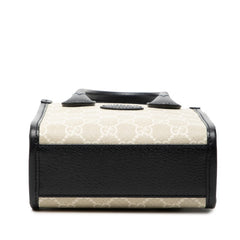 グッチ GGスプリーム ミニトートバッグ ショルダーバッグ 2WAY 699406 ナチュラル ネイビー PVC レザー レディース GUCCI 【中古】