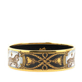 エルメス エマイユGM 馬 ホース バングル ゴールド ブラック メッキ レディース HERMES 【中古】