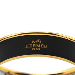 エルメス エマイユGM 馬 ホース バングル ゴールド ブラック メッキ レディース HERMES 【中古】