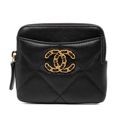 シャネル CHANEL 19 ココマーク マトラッセ ジップコインパース カードケース AP2086 ブラック ラムスキン レディース CHANEL 【中古】