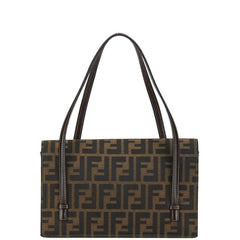 フェンディ ズッカ  ハンドバッグ ブラウン キャンバス レザー レディース FENDI 【中古】