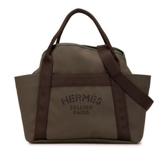 エルメス サックドパンサージュ グルーム トートバッグ ショルダーバッグ 2WAY カーキグリーン キャンバス レディース HERMES 【中古】