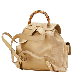 グッチ バンブー リュック バックパック 003 2058 0016 ベージュ スウェード レザー レディース GUCCI 【中古】