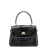 ジャンフランコ フェレ クロコ型押し ハンドバッグ ブラック レザー レディース GIANFRANCO FERRE 【中古】