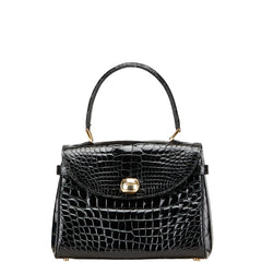 ジャンフランコ フェレ クロコ型押し ハンドバッグ ブラック レザー レディース GIANFRANCO FERRE 【中古】
