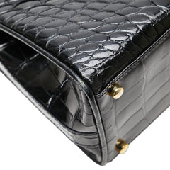 ジャンフランコ フェレ クロコ型押し ハンドバッグ ブラック レザー レディース GIANFRANCO FERRE 【中古】