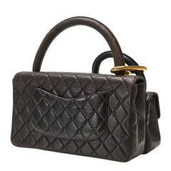 シャネル マトラッセ ココマーク 親子バッグ ハンドバッグ ブラック ラムスキン レディース CHANEL 【中古】