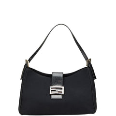 フェンディ マンマバケット ワンショルダーバッグ ブラック レザー コットンジャージ レディース FENDI 【中古】