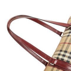 バーバリー ノバチェック シャドーホース ミニボストンバッグ ベージュ レッド PVC レザー レディース BURBERRY 【中古】