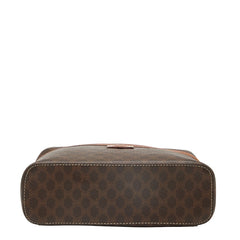 セリーヌ マカダム バニティバッグ 化粧ポーチ ブラウン PVC レザー レディース CELINE 【中古】