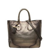 プラダ ロゴ トートバッグ ショルダーバッグ 2WAY ゴールド レザー レディース PRADA 【中古】