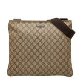 グッチ GGスプリーム ショルダーバッグ 201446 ベージュ ブラウン PVC レザー レディース GUCCI 【中古】