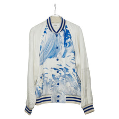 セリーヌ テディジャケット 伊勢丹限定 ブルゾン ジャケット サイズ:46 2V74N173U ホワイト ブルー レーヨン メンズ CELINE 【中古】