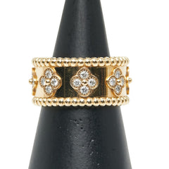 ヴァンクリーフ&アーペル K18YG イエローゴールド(Au750) ダイヤ ペルレ クローバー リング ミディアムモデル リング 指輪 #55 レディース Van Cleef & Arpels 14.5号 【中古】