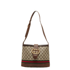 グッチ GGスプリーム シェリーライン ショルダーバッグ ベージュ ブラウン PVC レザー レディース GUCCI 【中古】