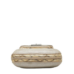 コーチ パイソン型押し ハンドバッグ ショルダーバッグ 2WAY ベージュ ホワイト キャンバス レザー レディース COACH 【中古】