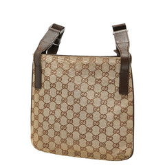 グッチ GGキャンバス 斜め掛け ショルダーバッグ 122793 ベージュ ブラウン キャンバス レザー レディース GUCCI 【中古】