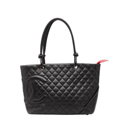 シャネル カンボンライン ココマーク ラージ トートバッグ ブラック ラムスキン レディース CHANEL 【中古】
