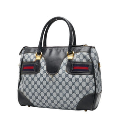 グッチ GGスプリーム - ハンドバッグ ボストンバッグ ネイビー マルチカラー PVC レザー レディース GUCCI 【中古】
