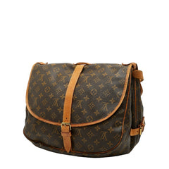 ルイ ヴィトン モノグラム ソミュール35 斜め掛け ショルダーバッグ M42254 ブラウン PVC レザー レディース LOUIS VUITTON 【中古】
