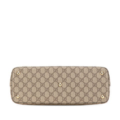 グッチ GGスプリーム スモール ハンドバッグ ショルダーバッグ 2WAY 409534 ベージュ ブラウン PVC レザー レディース GUCCI 中古
