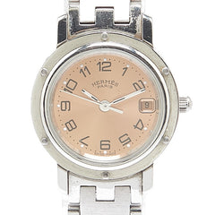 エルメス クリッパー 腕時計 CL4.210 クオーツ オレンジ文字盤 ステンレススチール レディース HERMES 【中古】