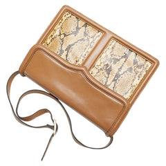 サンローラン パイソン型押し ワンショルダーバッグ ブラウン レザー レディース SAINT LAURENT 【中古】