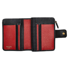 プラダ L字ファスナー 二つ折り財布 IML018 ブラック レザー レディース PRADA 【中古】