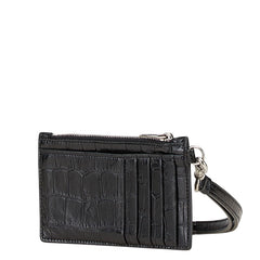 バレンシアガ クロコ型押し カードケース コインケース フラグメントケース 671719 ブラック レザー レディース BALENCIAGA 【中古】