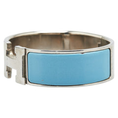 エルメス クリッククラックPM ブレスレット バングル シルバー ブルー メタル エナメル レディース HERMES 【中古】