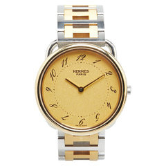 エルメス アルソー 腕時計 クオーツ ゴールド文字盤 ステンレススチール メッキ レディース HERMES 【中古】