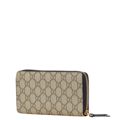 グッチ GGスプリーム ダブルG バイカラー 長財布 ラウンドファスナー 456117 ベージュ ブラック PVC レザー レディース GUCCI 【中古】