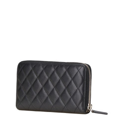 シャネル シンプリーCC ココマーク 長財布 ラウンドファスナー ブラック ラムスキン エナメル レディース CHANEL 【中古】