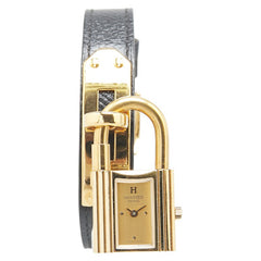 エルメス ケリーウォッチ 腕時計 クオーツ ゴールド文字盤 ステンレススチール レザー レディース HERMES 【中古】