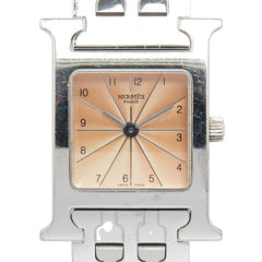 エルメス Hウォッチ 腕時計 HH1.210 クオーツ オレンジ文字盤 ステンレススチール レディース HERMES 【中古】