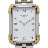 エルメス クロアージュ 腕時計 クオーツ ホワイト文字盤 ステンレススチール メッキ レディース HERMES 【中古】