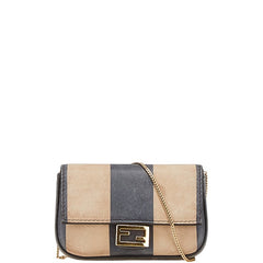 フェンディ ペカン ナノバケット ポーチ チャーム チェーンミニショルダーバッグ 7AR844 ブラック ベージュ ゴールド レザー レディース FENDI 【中古】