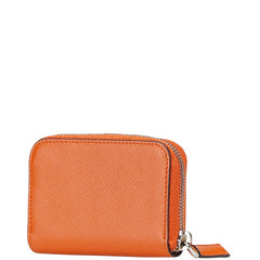 プラダ 三角ロゴプレート コインケース 2MM003 オレンジ レザー レディース PRADA 【中古】