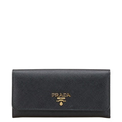 プラダ 長財布 ブラック サフィアーノレザー レディース PRADA 【中古】