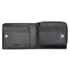 サンローラン イーストウエスト 二つ折り財布 コンパクトウォレット 556268 ブラック レザー メンズ SAINT LAURENT 【中古】