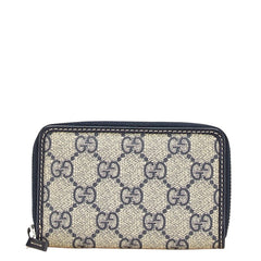グッチ GGスプリーム コインケース パスケース 255452 ベージュ ネイビー PVC レザー レディース GUCCI 【中古】
