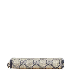 グッチ GGスプリーム コインケース パスケース 255452 ベージュ ネイビー PVC レザー レディース GUCCI 【中古】